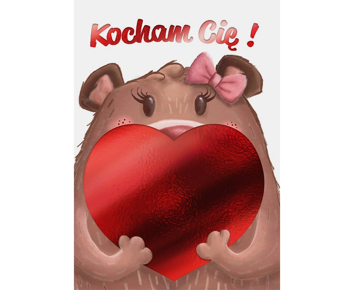 Greeting Card Card B6 Valentine's Day, Teddy Bear, 1 pc.